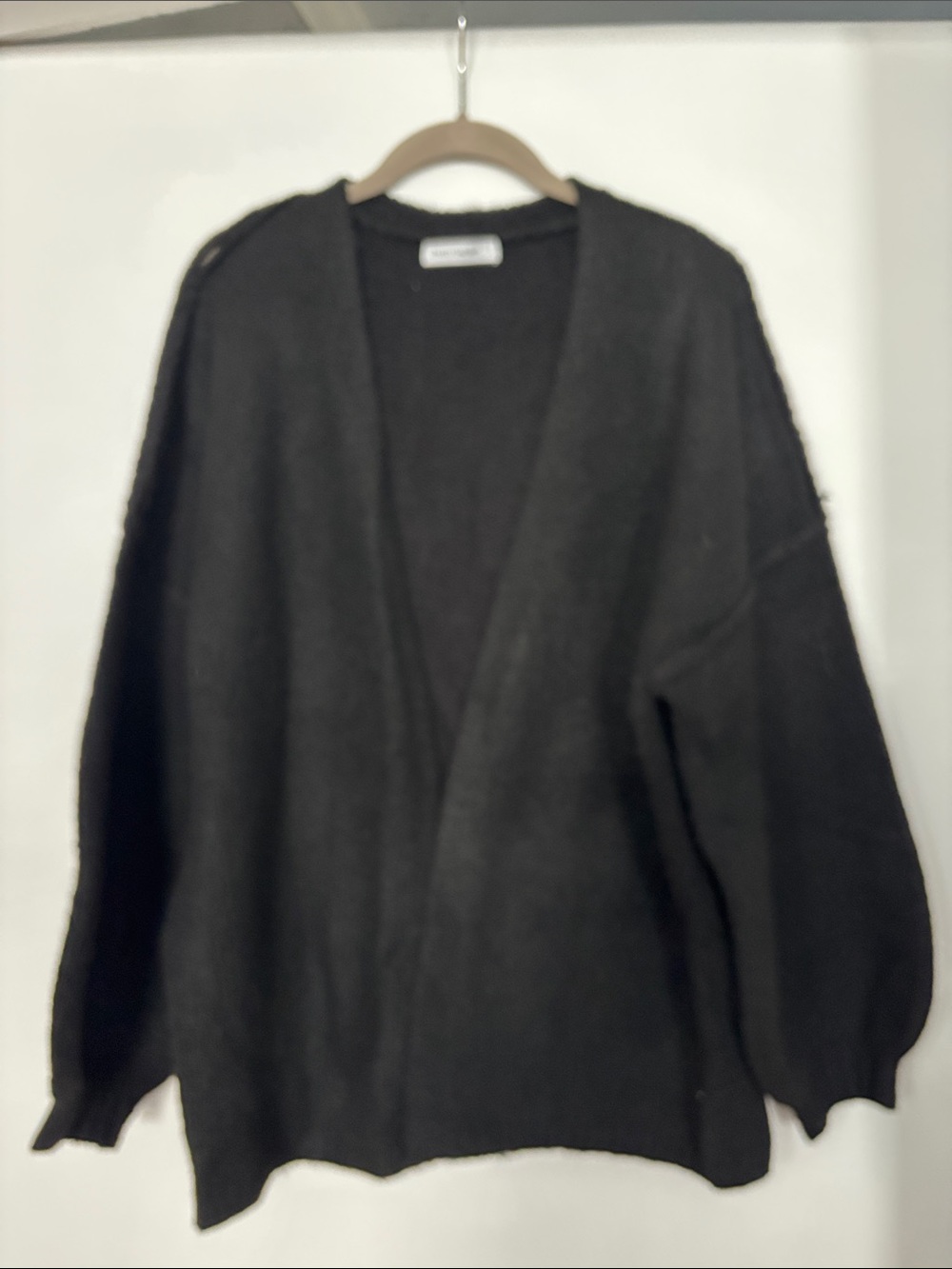 Relaxed Black Open-Front Women's Cardigan Sweater